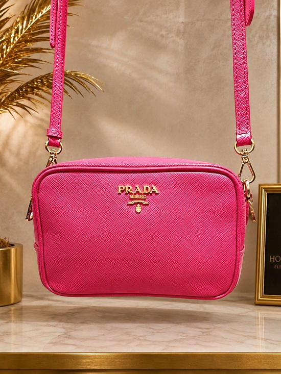 Prada Handbags - Prada Pink Saffiano Crossbody Bag Entrupy Authentication Included